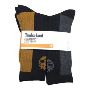 Timberland Performance Cushioned Crew Socks 6-Pack Mens Shoe Size 9-12 Black